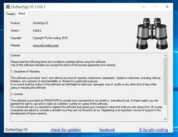Как пользоваться DoNotSpy10 1.0.0.1