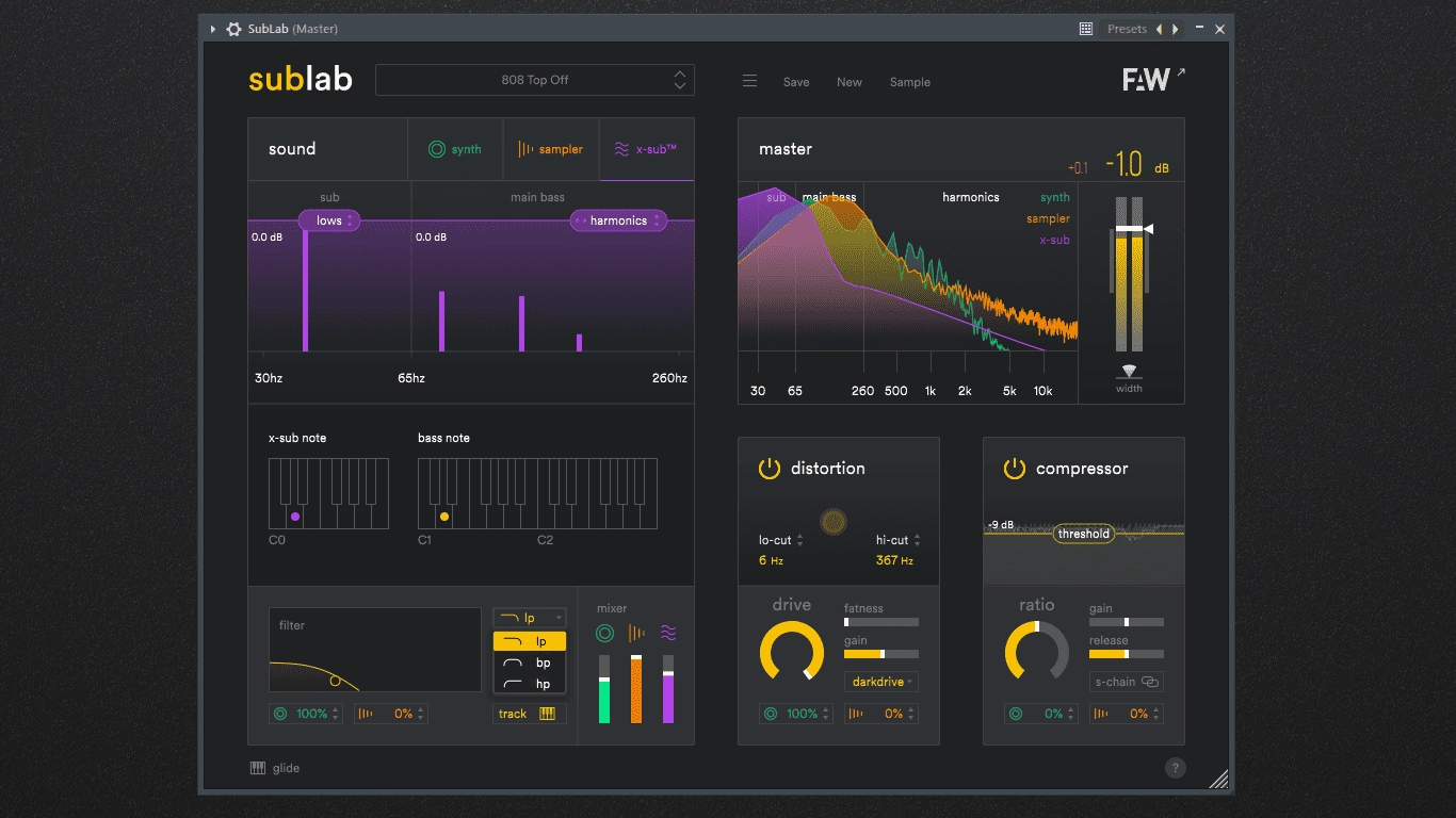 Как пользоваться FAW SubLab 1.1.8 STANDALONE, VSTi, VSTi3, AAX