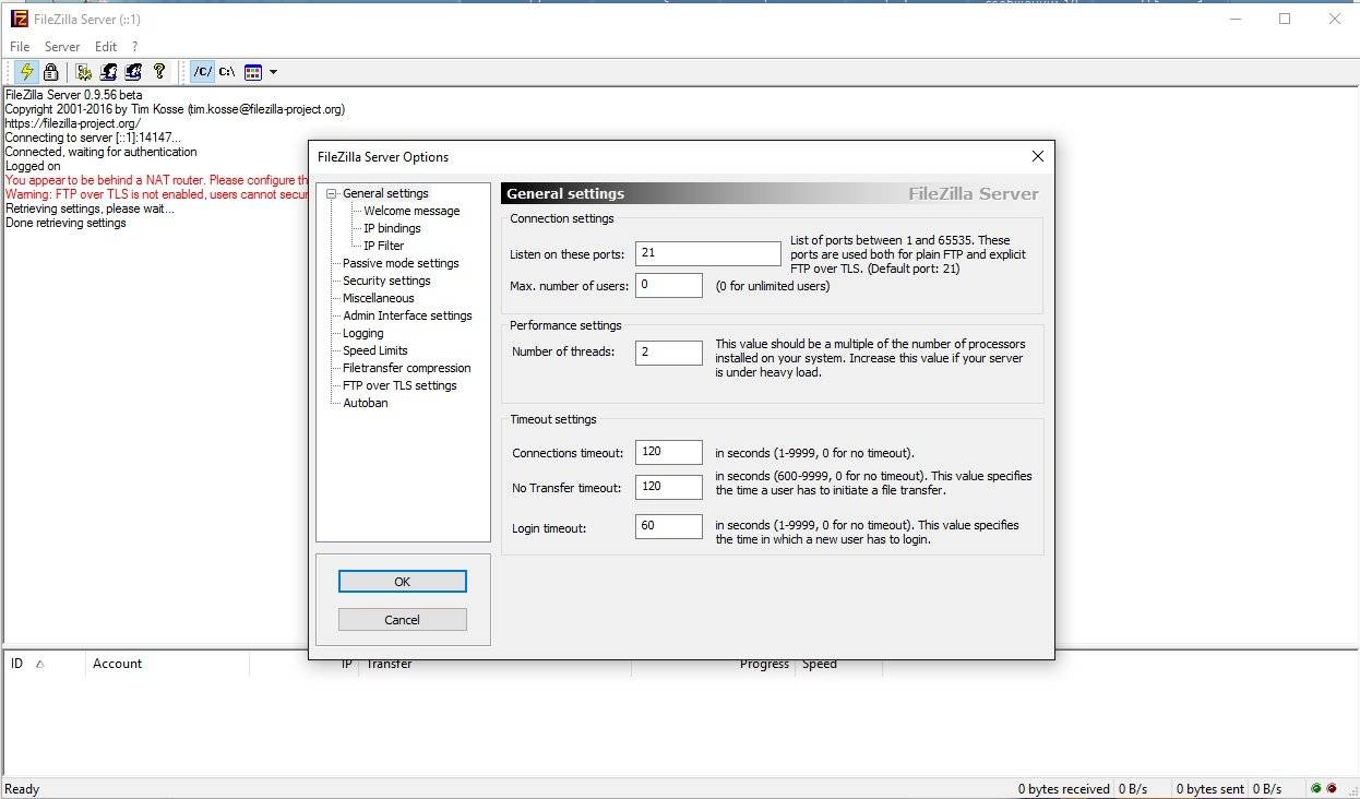 Как пользоваться FileZilla Server 1.9.4.0