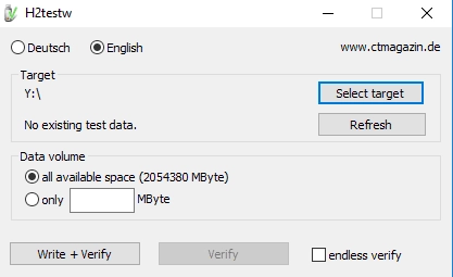 Как пользоваться H2Testw 1.4 Portable