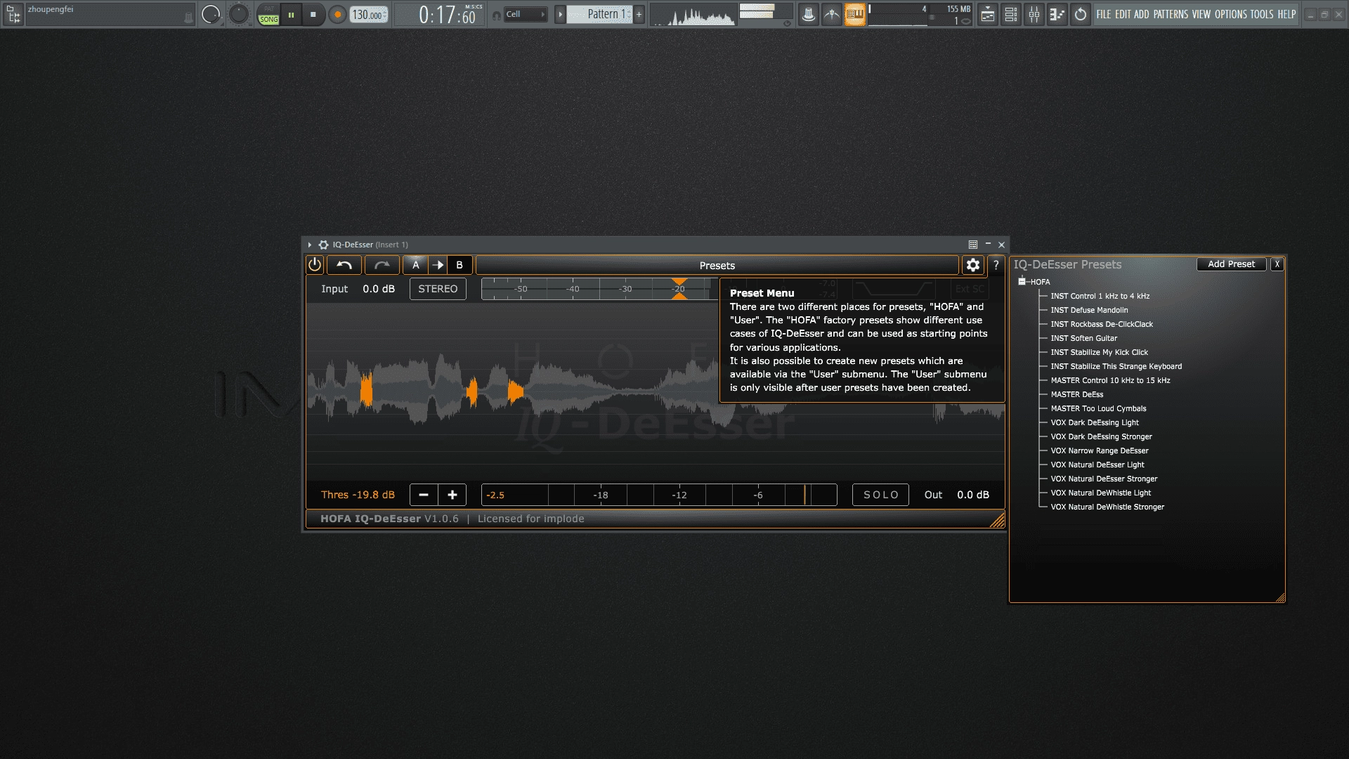 Как пользоваться HOFA - IQ-DeEsser 1.0.6 VST, VST3, AAX