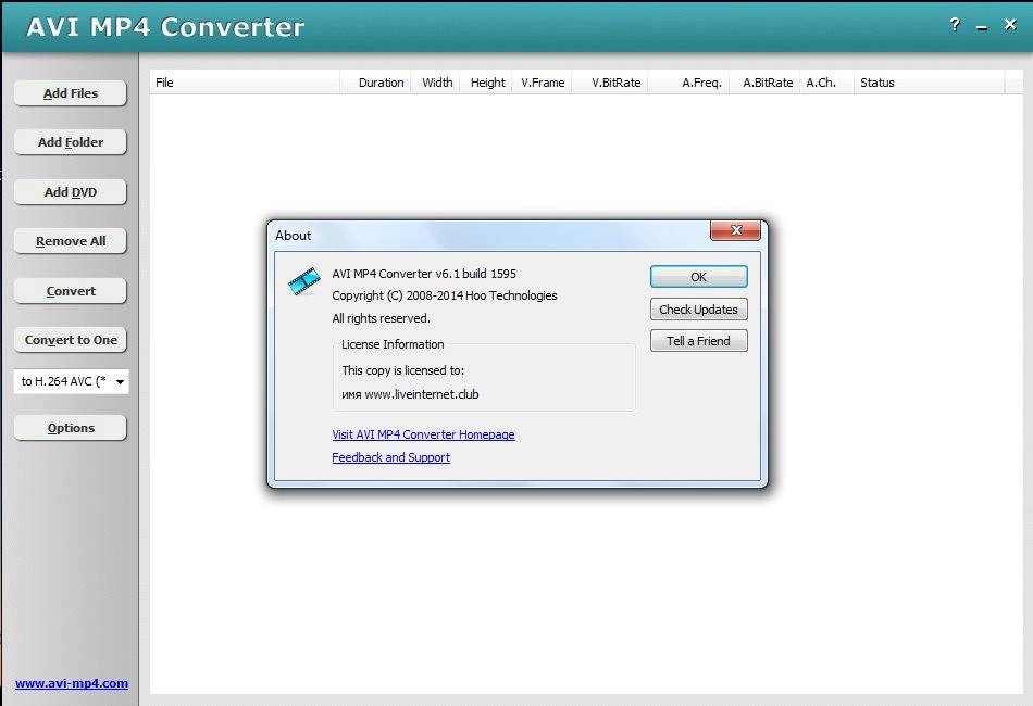Как пользоваться Hoo Technologies AVI MP4 Converter 6.1 build 1595