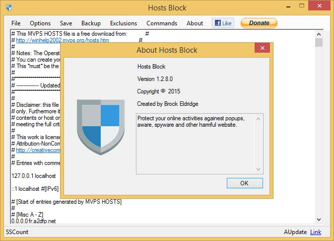 Как пользоваться Hosts Block 1.2.8.0