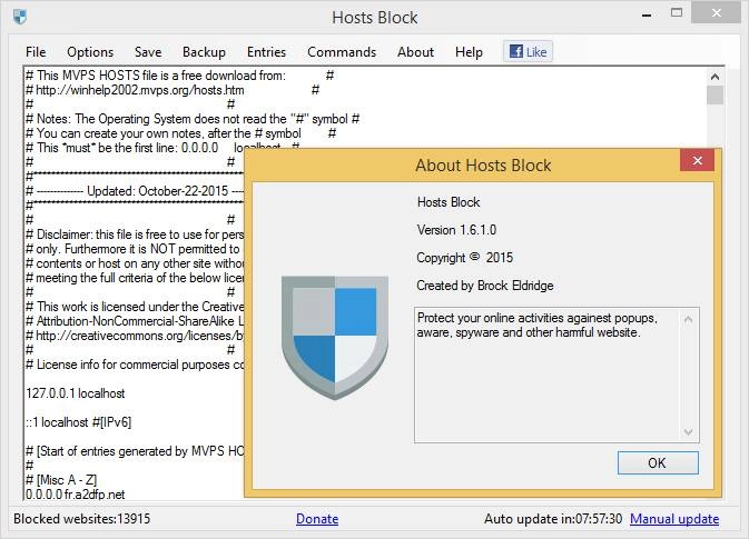 Как пользоваться Hosts Block 1.6.1.0