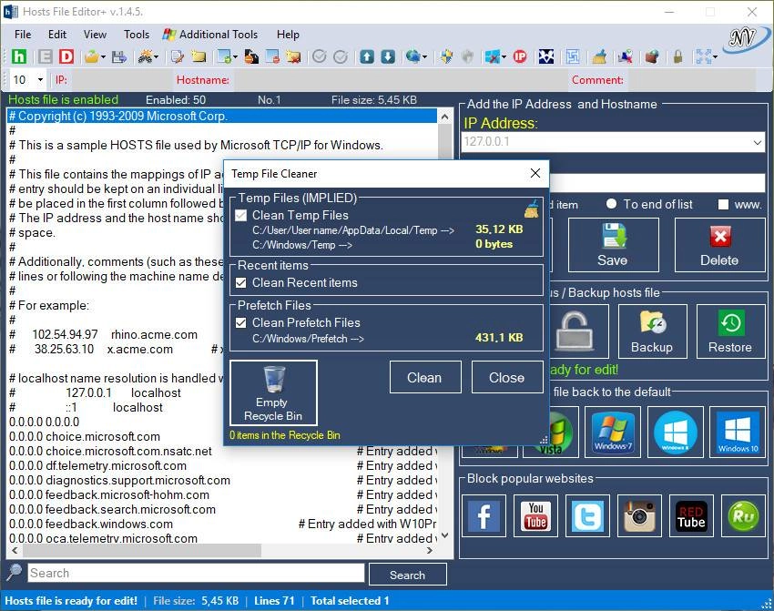 Как пользоваться Hosts File Editor 1.4.5 Portable