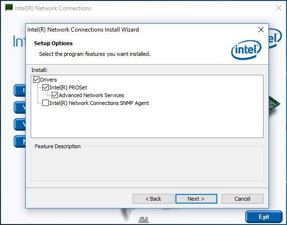 Как пользоваться Intel Network Connections Software 20.7 WHQL