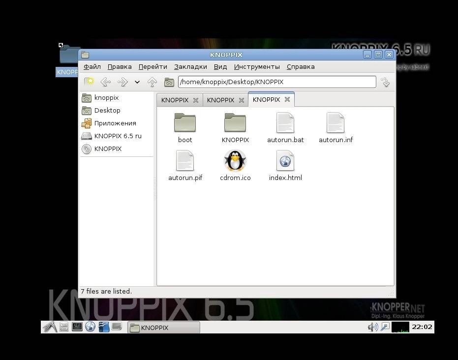 Как пользоваться KNOPPIX 6.5 Linux Magazine Live DVD RU /USB 6.5