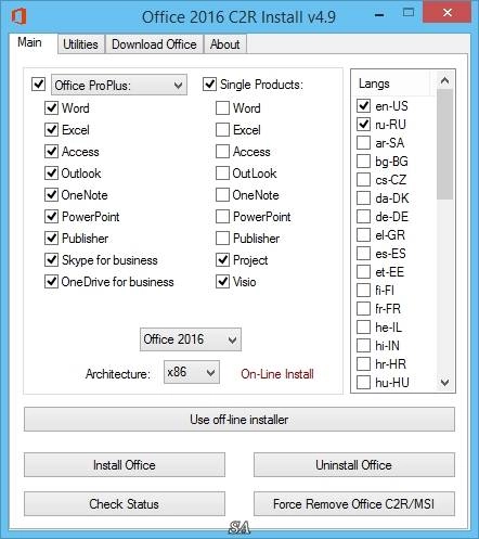 Как пользоваться Microsoft Office 2013-2016 C2R Install 4.9 by Ratiborus