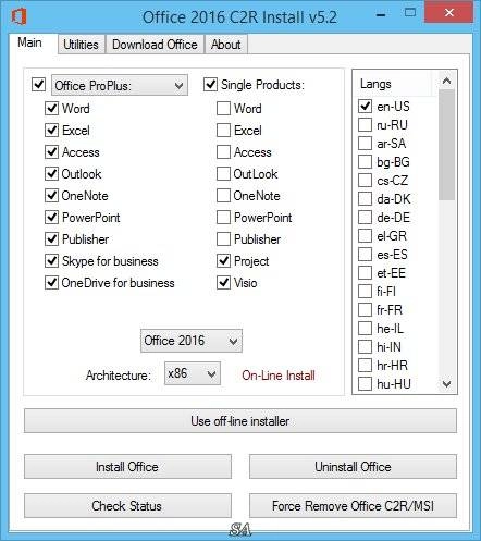 Как пользоваться Microsoft Office 2013-2016 C2R Install 5.2 by Ratiborus