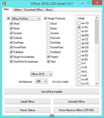 Как пользоваться Microsoft Office 2013-2016 C2R Install 5.7 Full | Lite by Ratiborus