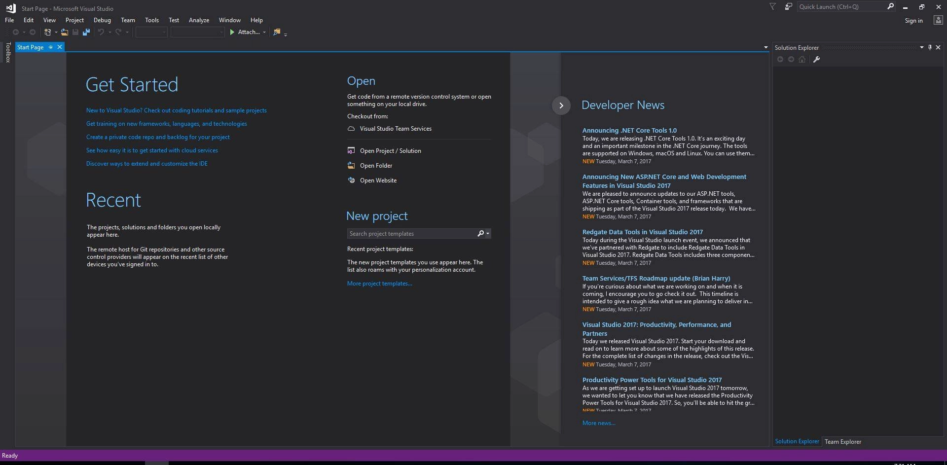 Как пользоваться Microsoft Visual Studio Community RTM 15.0.26228.4