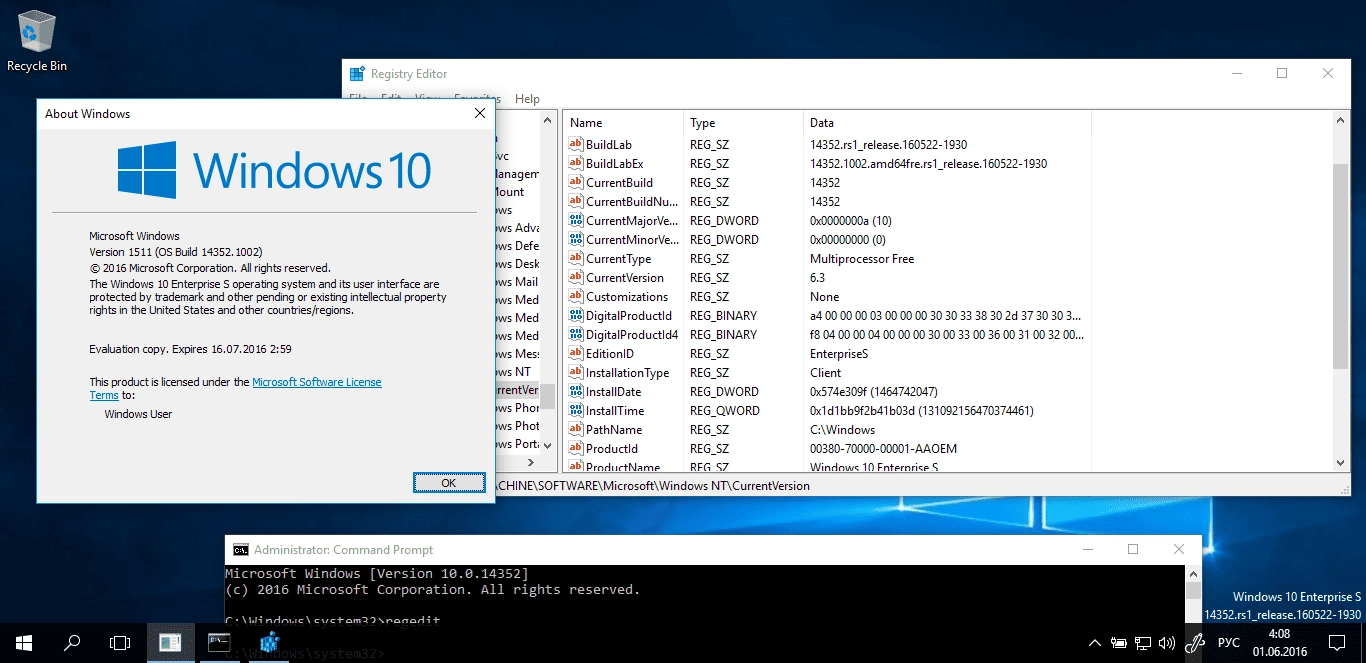 Как пользоваться Microsoft Windows 10 Enterprise S Technical Preview 10.0.14352