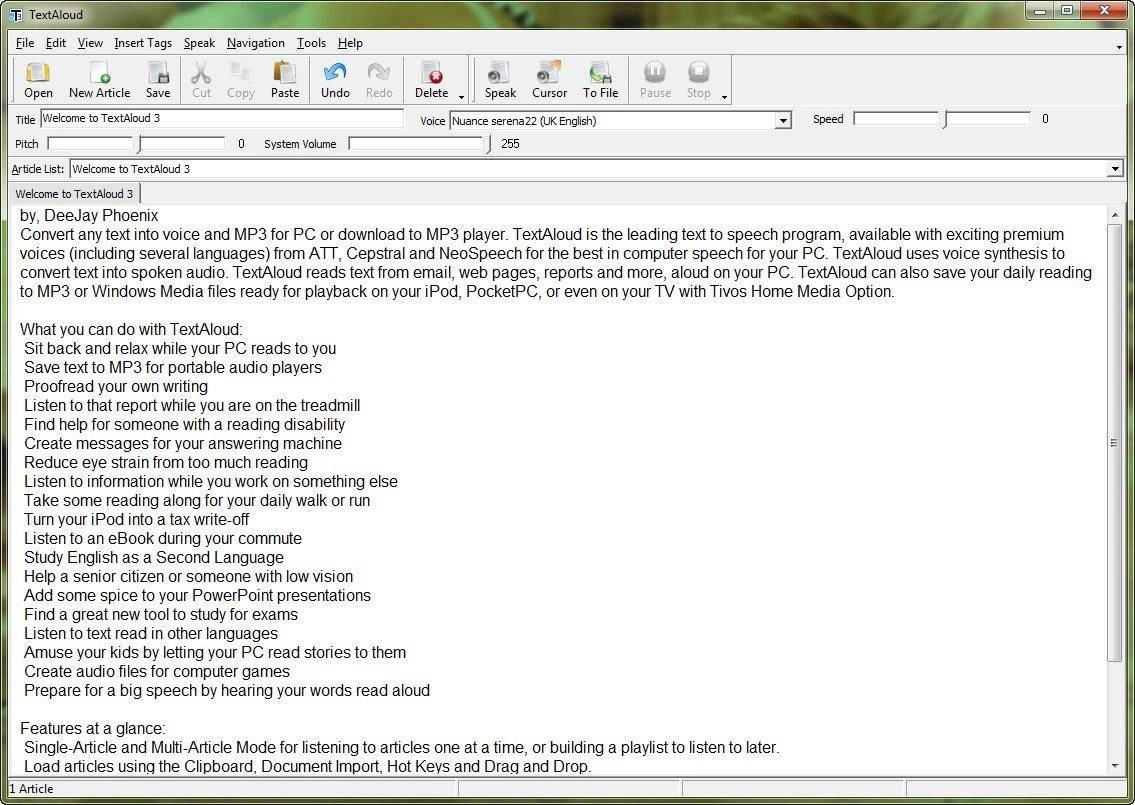 Как пользоваться NextUp TextAloud 3.0.103 + European Voice Engines