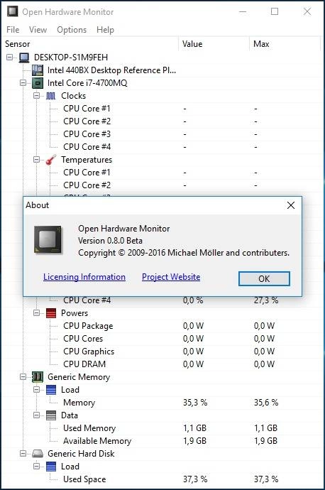 Как пользоваться Open Hardware Monitor 0.8.0 Beta Portable
