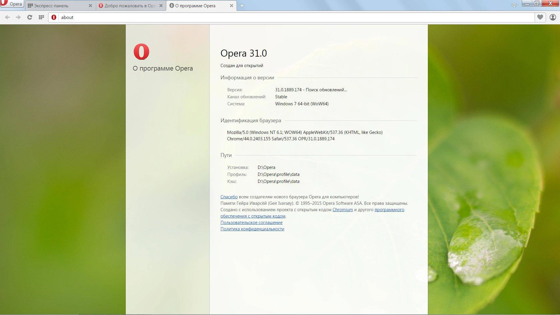 Как пользоваться Opera 31.0.1889.174 Stable