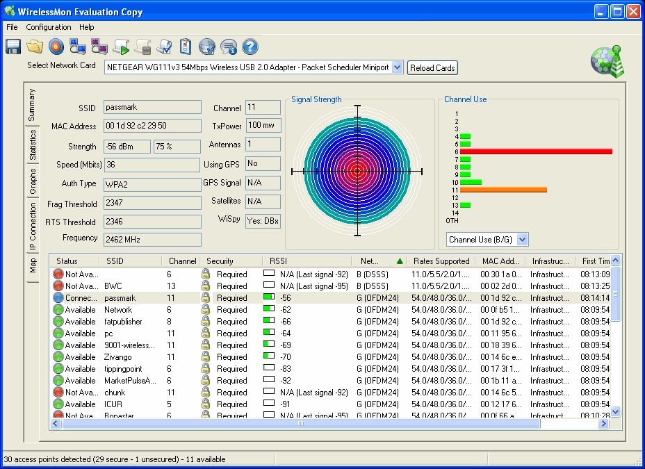 Как пользоваться PassMark WirelessMon Professional 4.0 build 1009