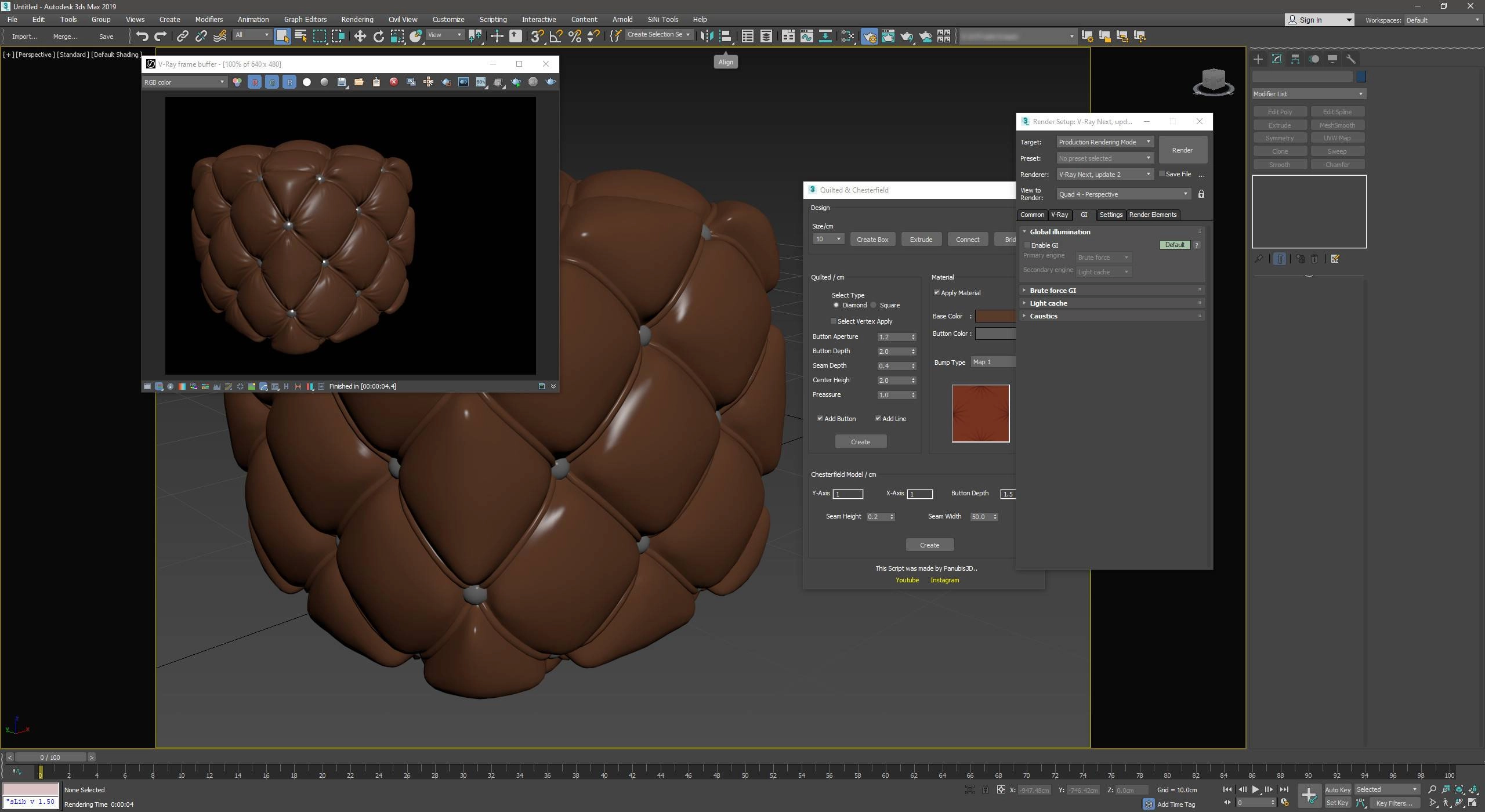 Как пользоваться Quilted & Chesterfield script 1.0 for 3ds Max 2013-2021