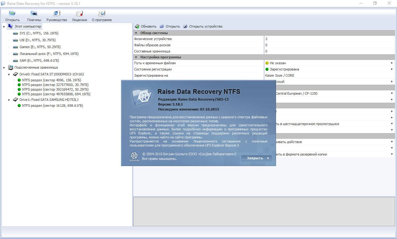 Как пользоваться Raise Data Recovery for FAT | NTFS 5.18.1 Portable by poni-koni