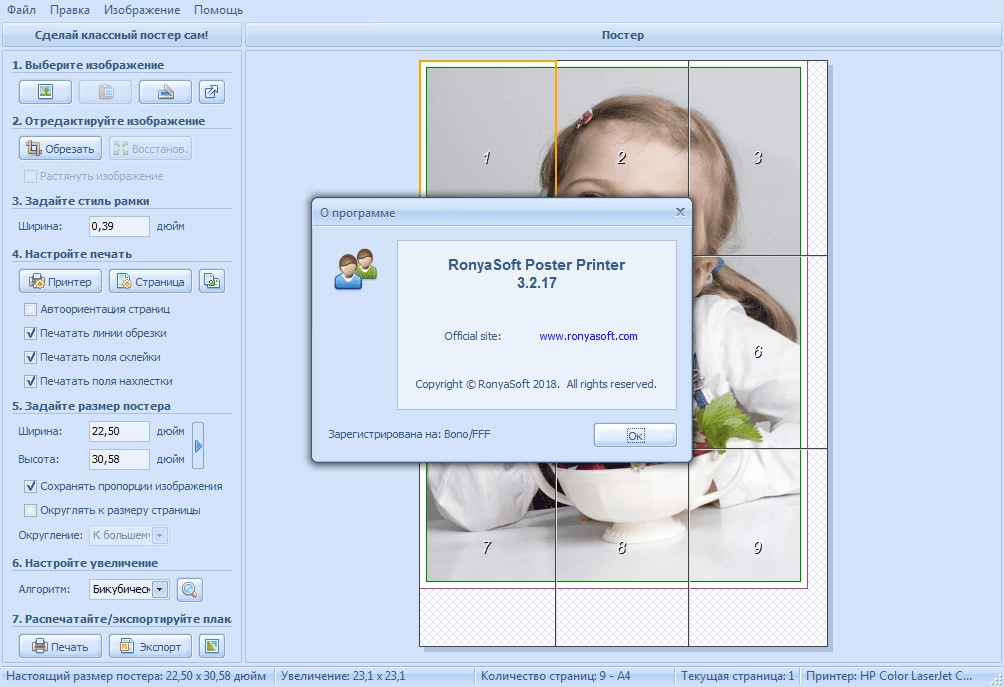 Как пользоваться RonyaSoft Poster Printer 3.2.17 RePack by ZVSRus