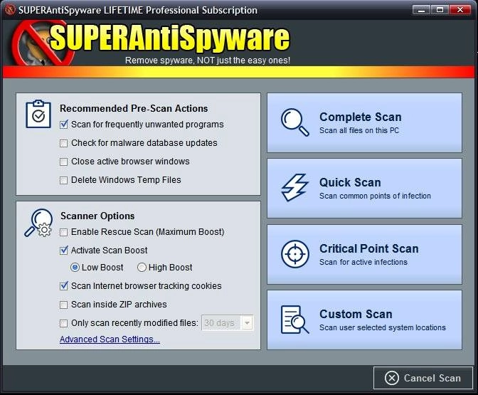 Как пользоваться SUPERAntiSpyware Professional 6.0.1258