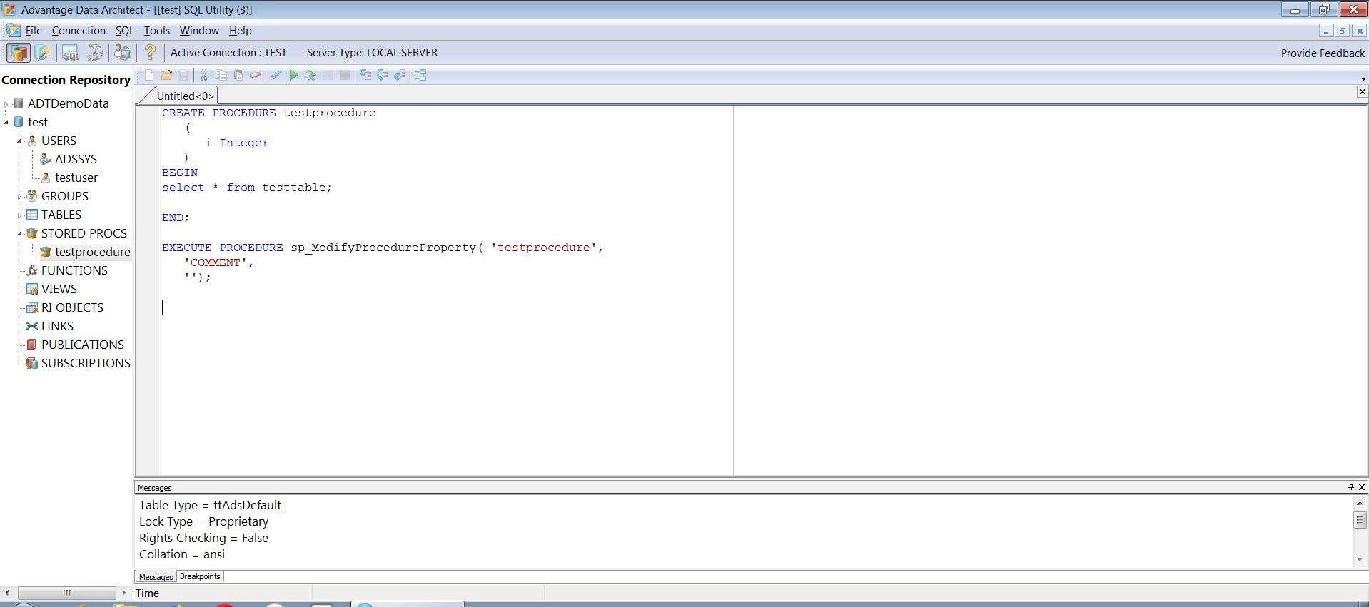 Как пользоваться Sybase Advantage Database Server 11.10.0.24