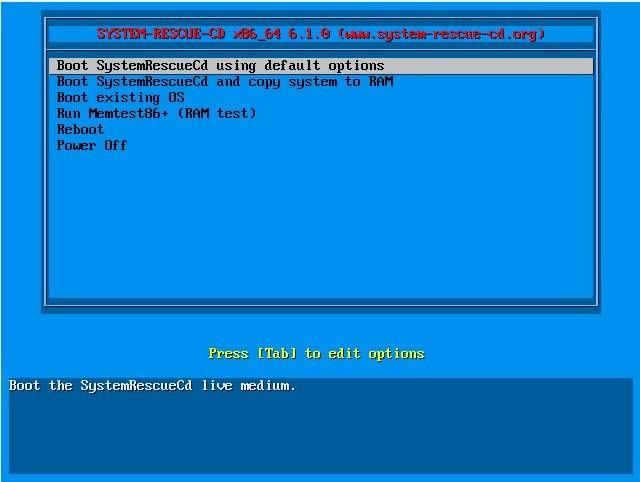 Как пользоваться SystemRescueCD 6.1.0 1xCD