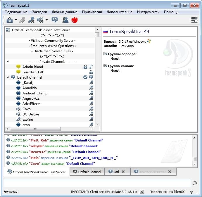 Как пользоваться TeamSpeak 3 Client 3.0.18.1