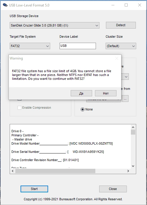 Как пользоваться USB Low-Level Format 5.01