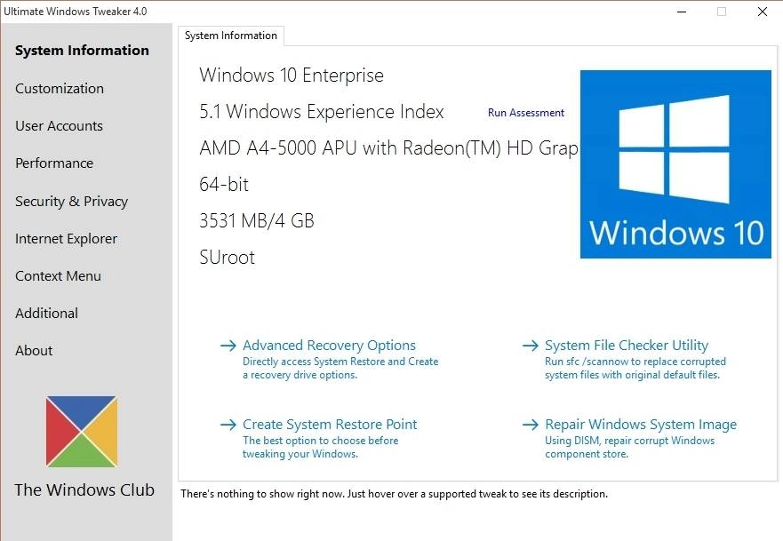 Как пользоваться Ultimate Windows Tweaker 4.0.0.0 Portable