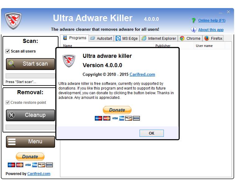 Как пользоваться Ultra Adware Killer 4.0.0.0