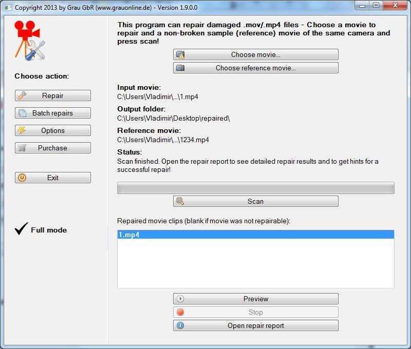 Как пользоваться Video Repair Utility 1.9.0.0