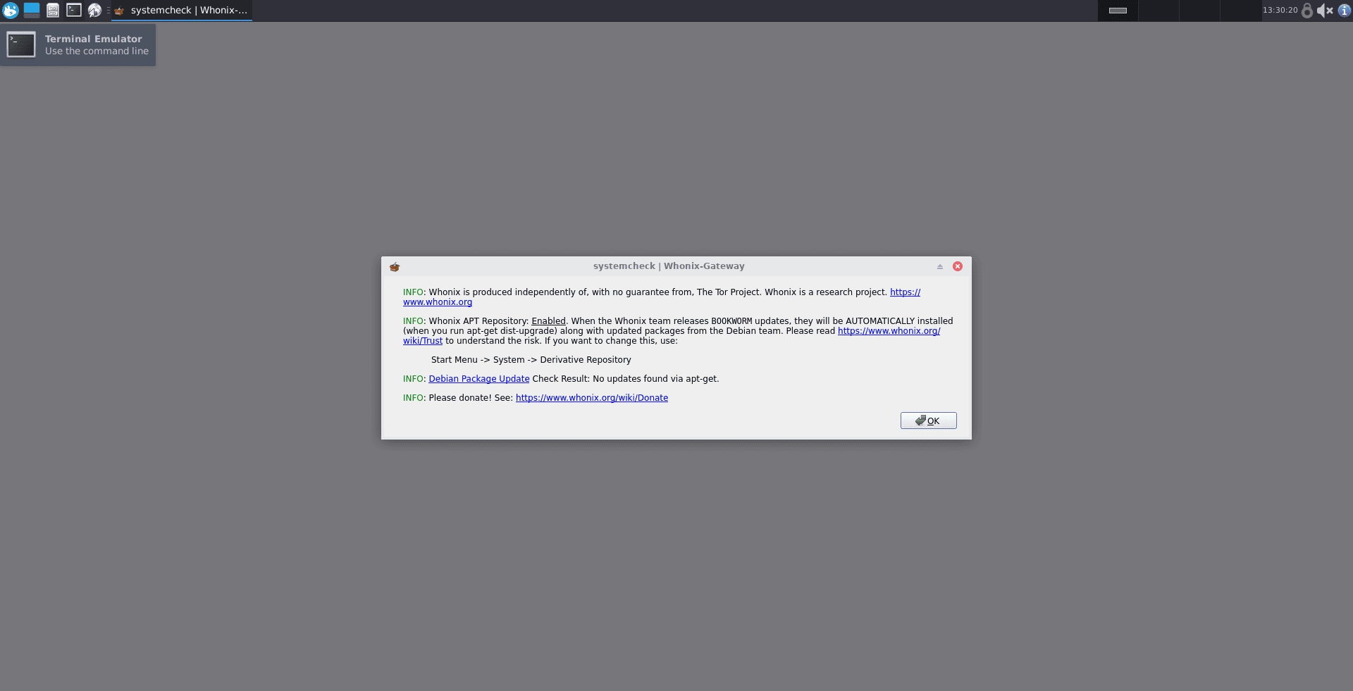 Как пользоваться Whonix Xfce 17.1.3.1