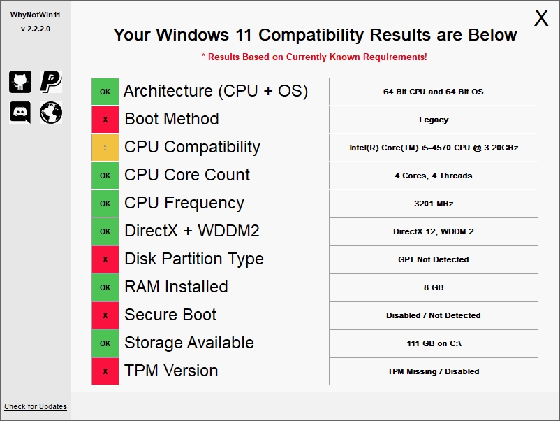 Как пользоваться WhyNotWin11 2.6.1.0 Portable