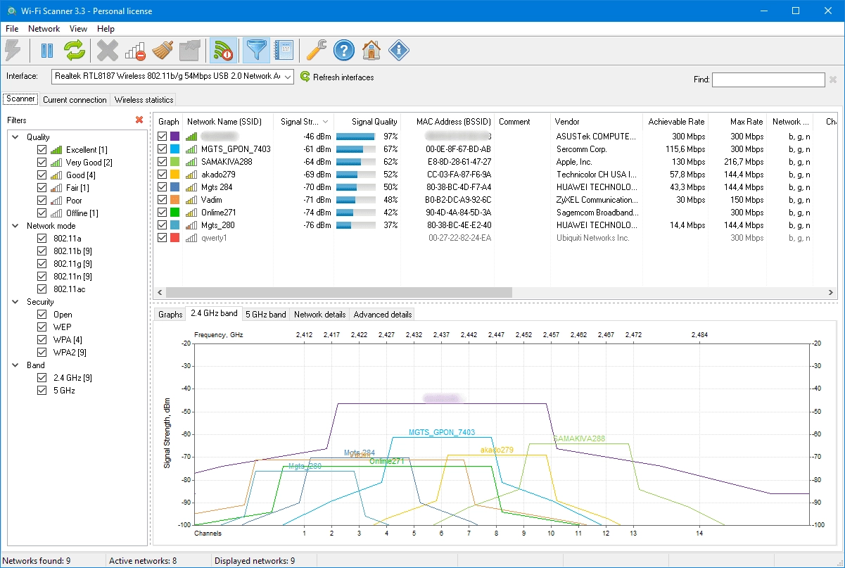 Как пользоваться Wi-Fi Scanner 3.3.0 build 119