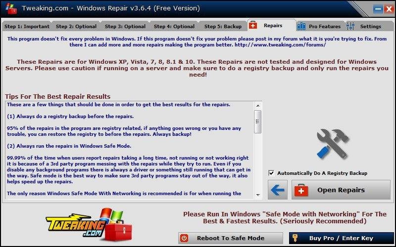 Как пользоваться Windows Repair 3.6.4 Free + Portable