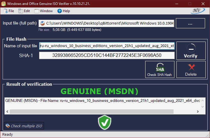 Как пользоваться Windows and Office Genuine ISO Verifier 11.18.45.24 Portable