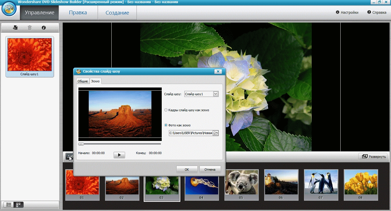 Как пользоваться Wondershare DVD Slideshow Builder Deluxe 6.7.1