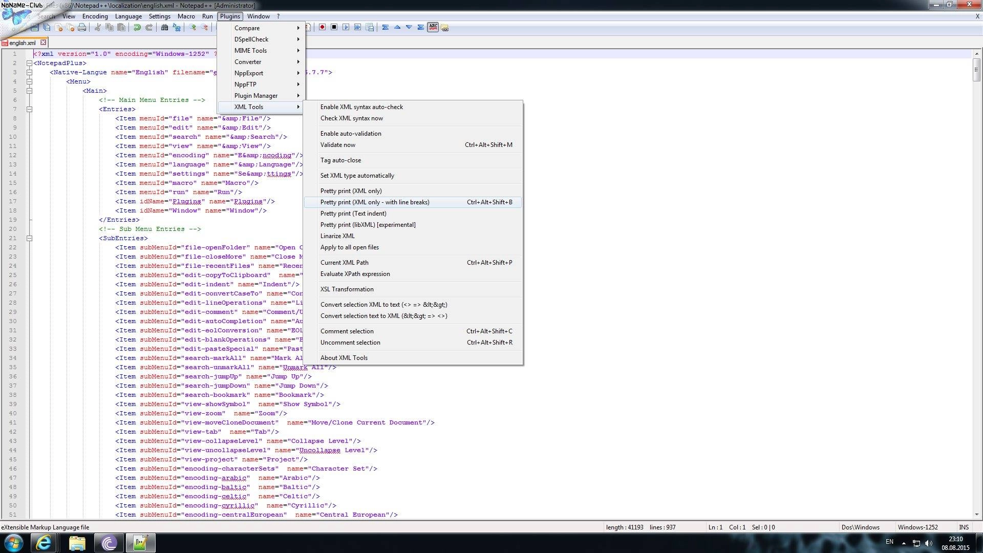 Как пользоваться XML Tools Plugin for Notepad++ 2.3.2 beta